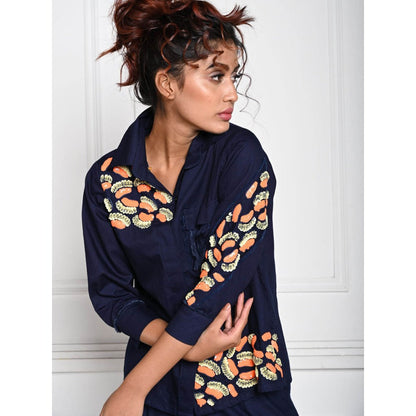 September Spring Navy Blue Mini Jaw Denim Co-Ord (Set of 2)