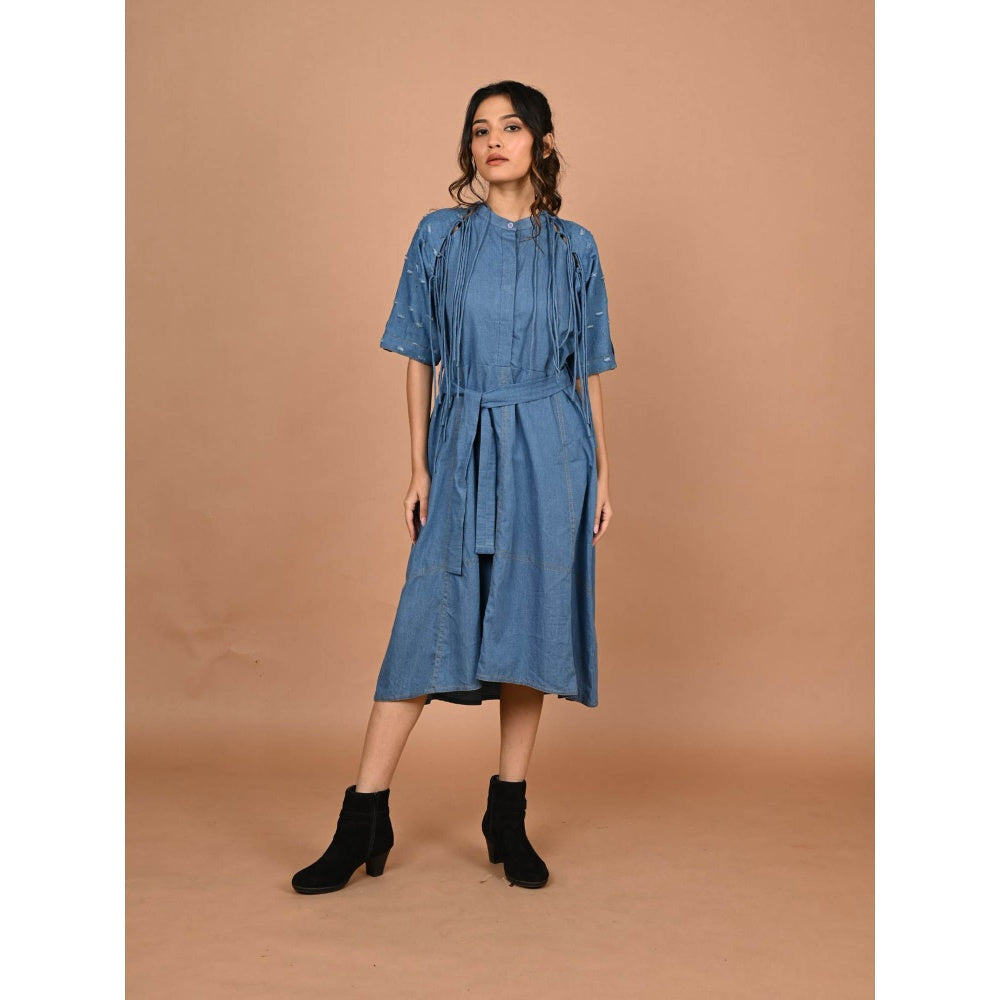 September Spring Blue The String Denim Dress with Belt (Set of 2)