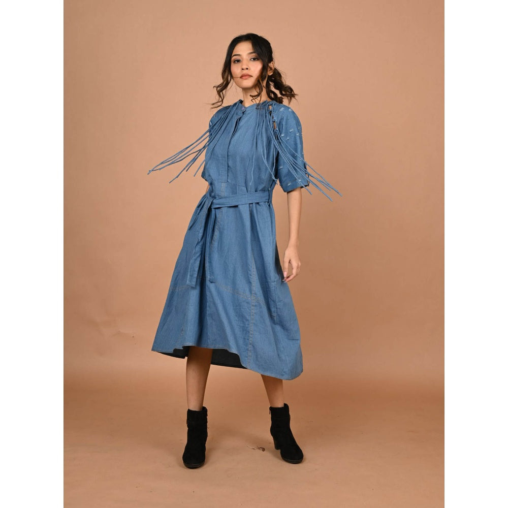 September Spring Blue The String Denim Dress with Belt (Set of 2)