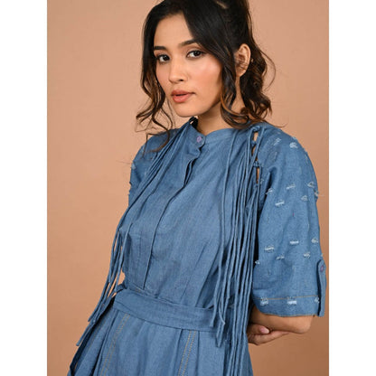 September Spring Blue The String Denim Dress with Belt (Set of 2)