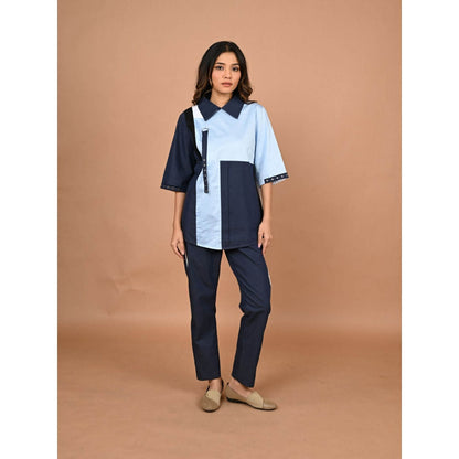 September Spring Blue The Colorblock Denim Co-Ord (Set of 2)