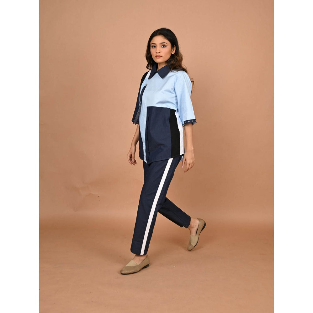 September Spring Blue The Colorblock Denim Co-Ord (Set of 2)