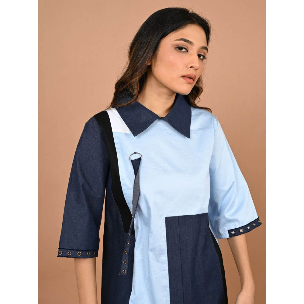September Spring Blue The Colorblock Denim Co-Ord (Set of 2)