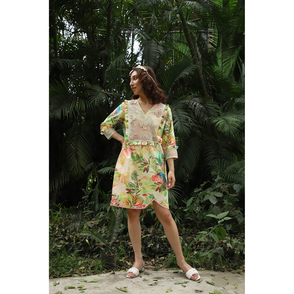 September Spring Helena Tropical Print Mini Dress