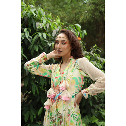 September Spring Kiana Tropical Print Midi Dress