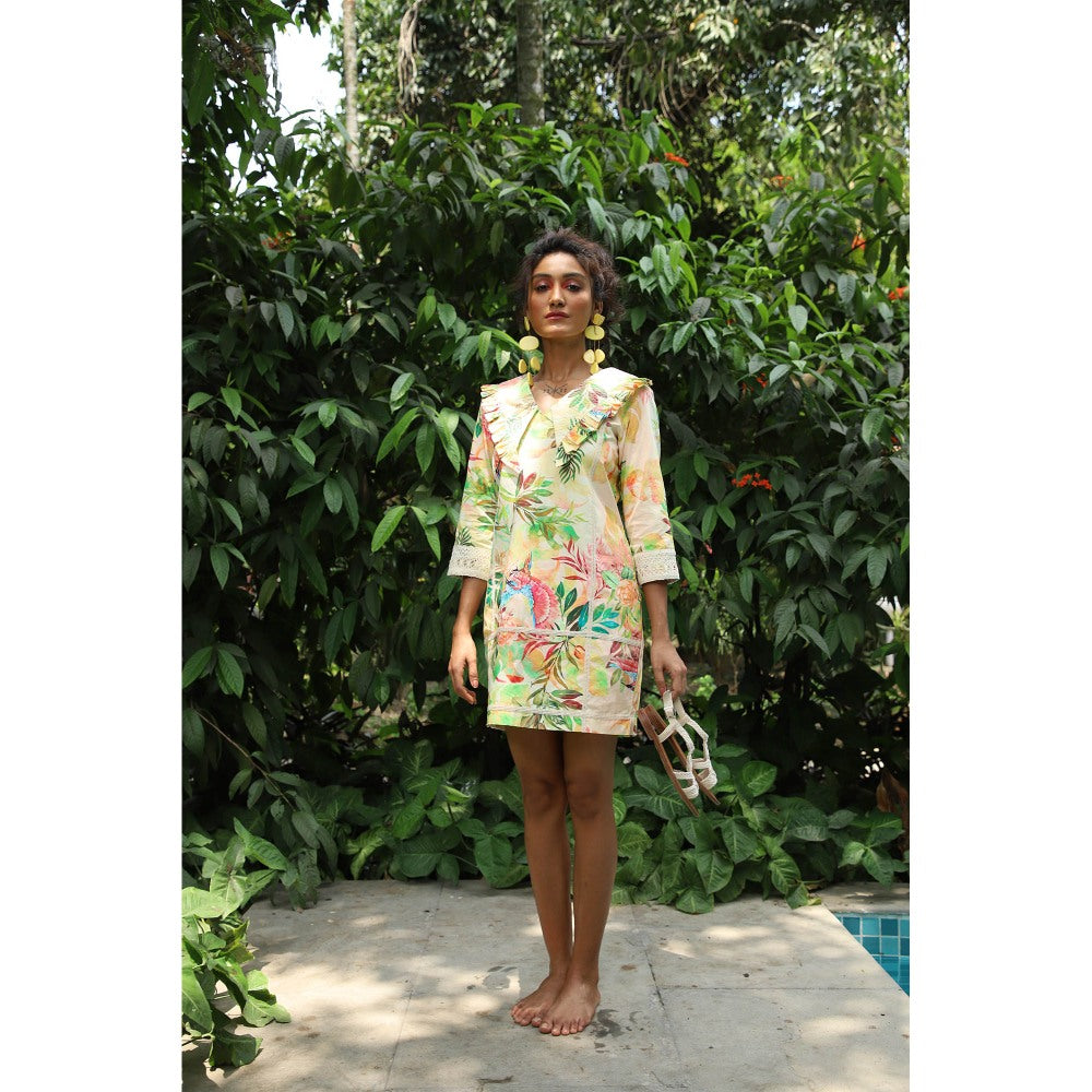 September Spring Gaia Tropical Print Dress