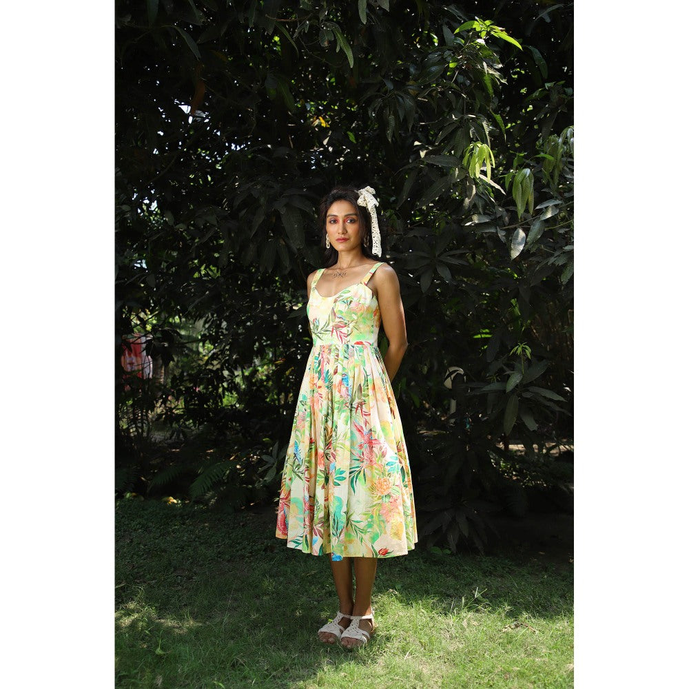 September Spring Sivannah Tropical Print Midi Dress