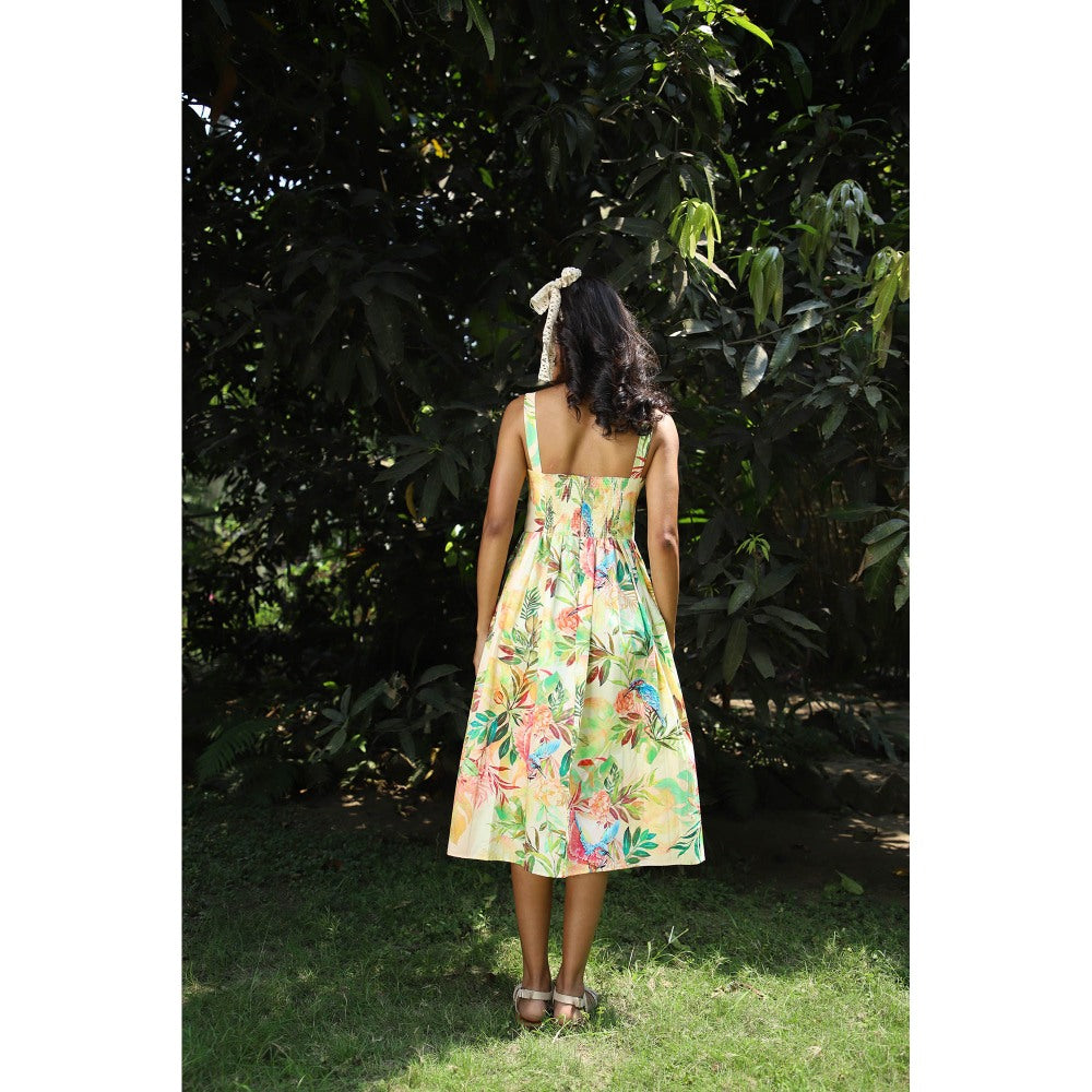 September Spring Sivannah Tropical Print Midi Dress