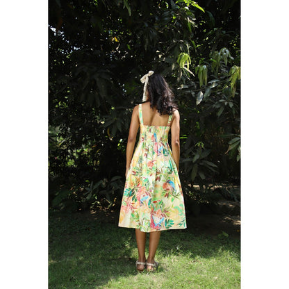 September Spring Sivannah Tropical Print Midi Dress