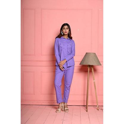 September Spring Organza Lavender Embroidered Co-Ord (Set of 2)