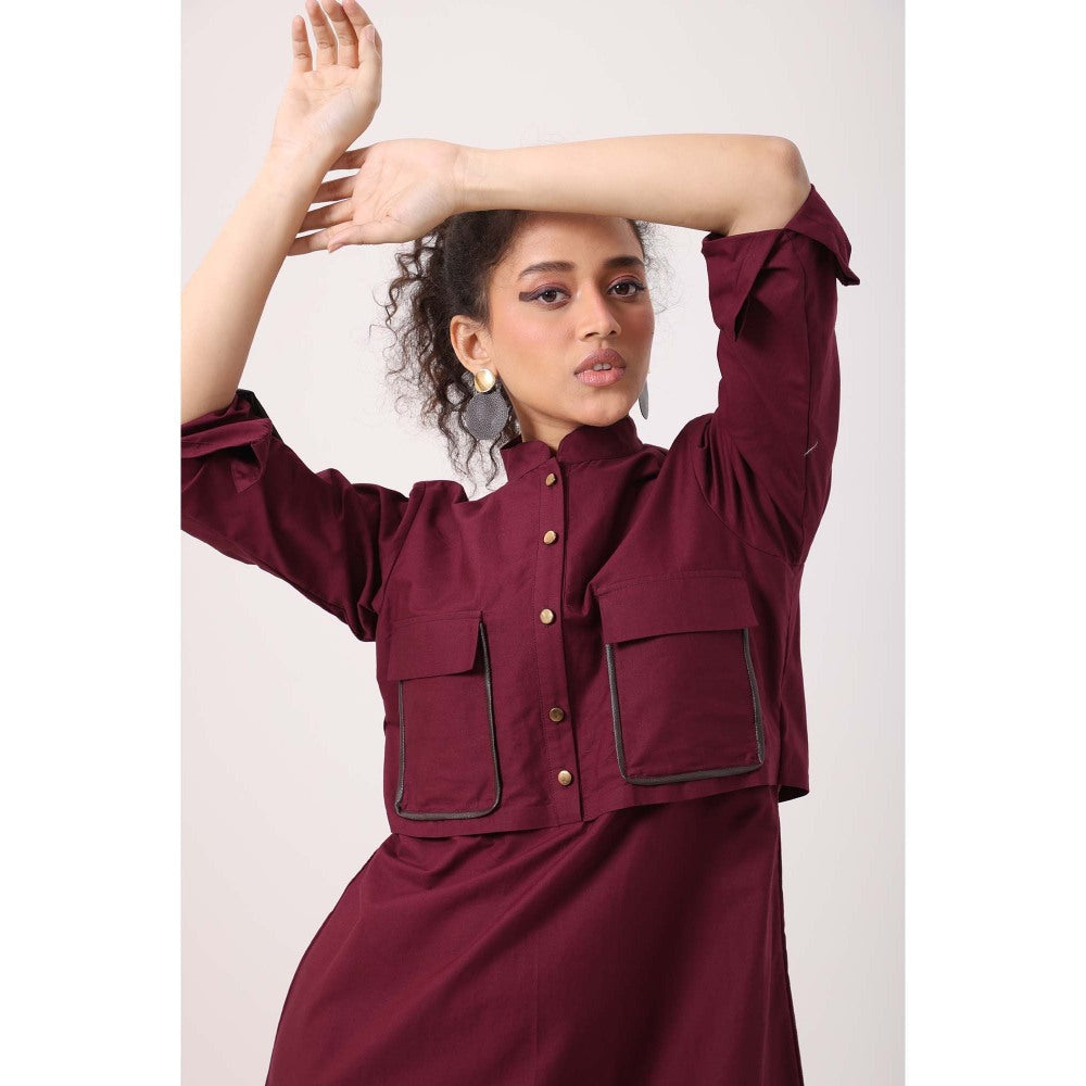 September Spring Wine Landscape Dress - Burgundy