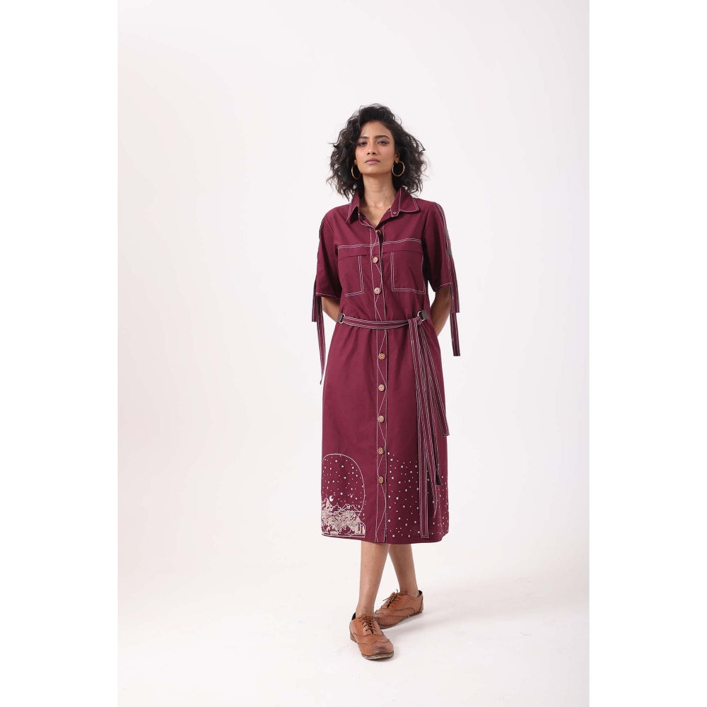 September Spring Wine Circle Stardust Dress - Burgundy