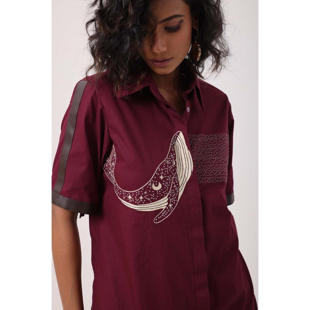 September Spring Wine Whale Co-Ord Set - Burgundy