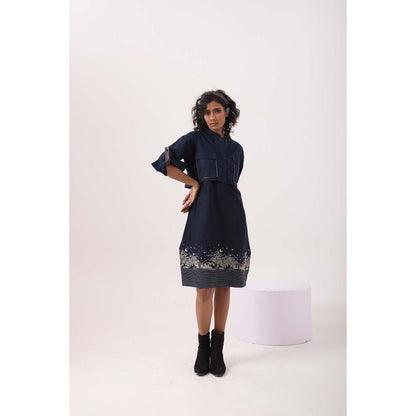 September Spring Navy Landscape Dress - Navy Blue