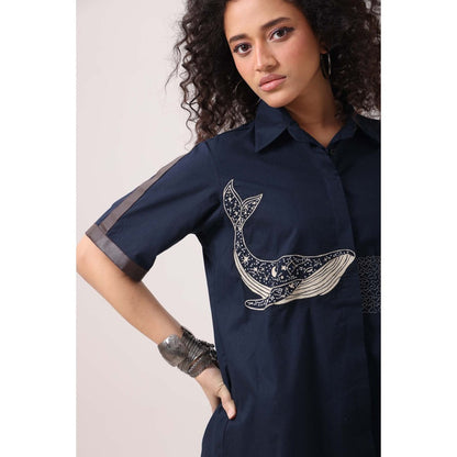 September Spring Navy Whale Co-Ord Set - Navy Blue