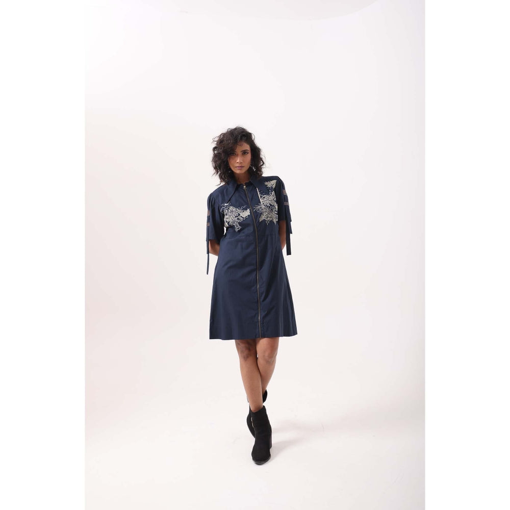 September Spring Navy Mountain Straight Dress - Navy Blue