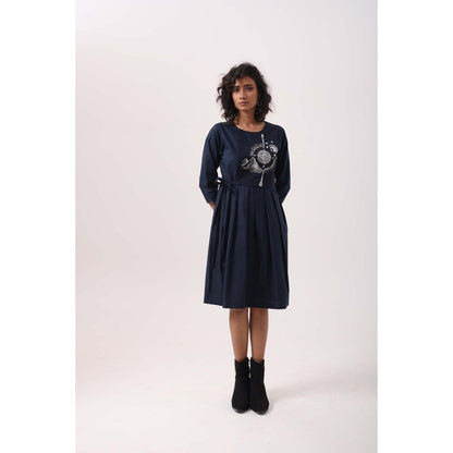 September Spring Navy Compass Dress - Navy Blue