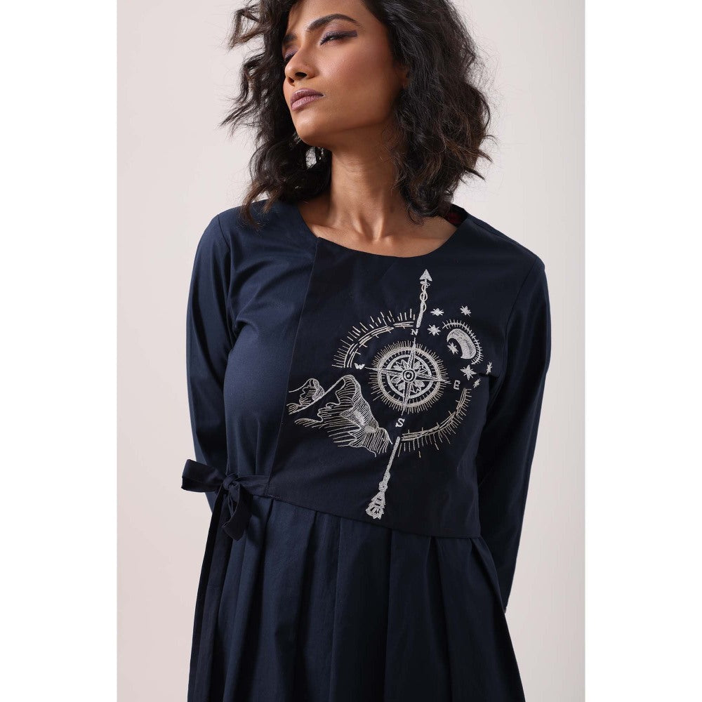 September Spring Navy Compass Dress - Navy Blue