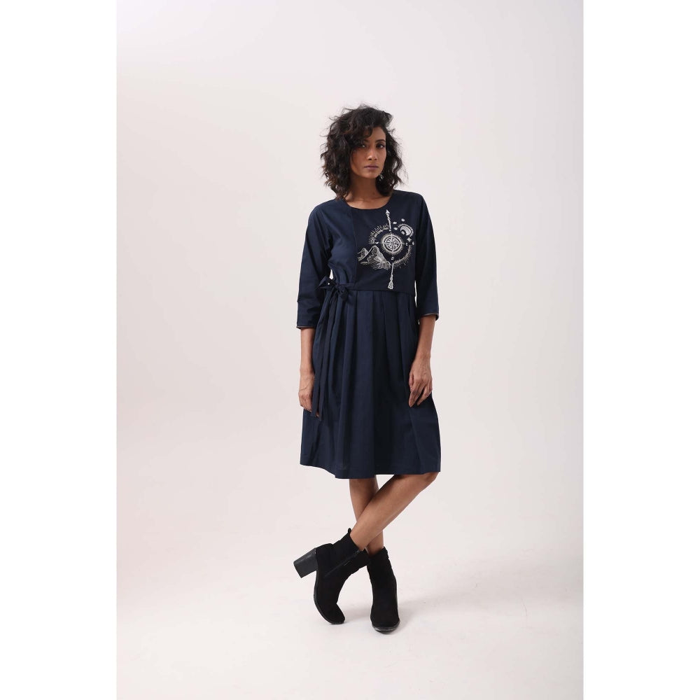 September Spring Navy Compass Dress - Navy Blue