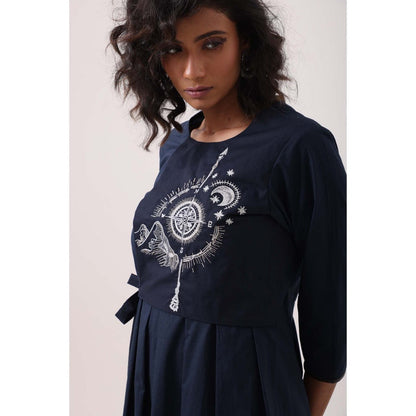 September Spring Navy Compass Dress - Navy Blue