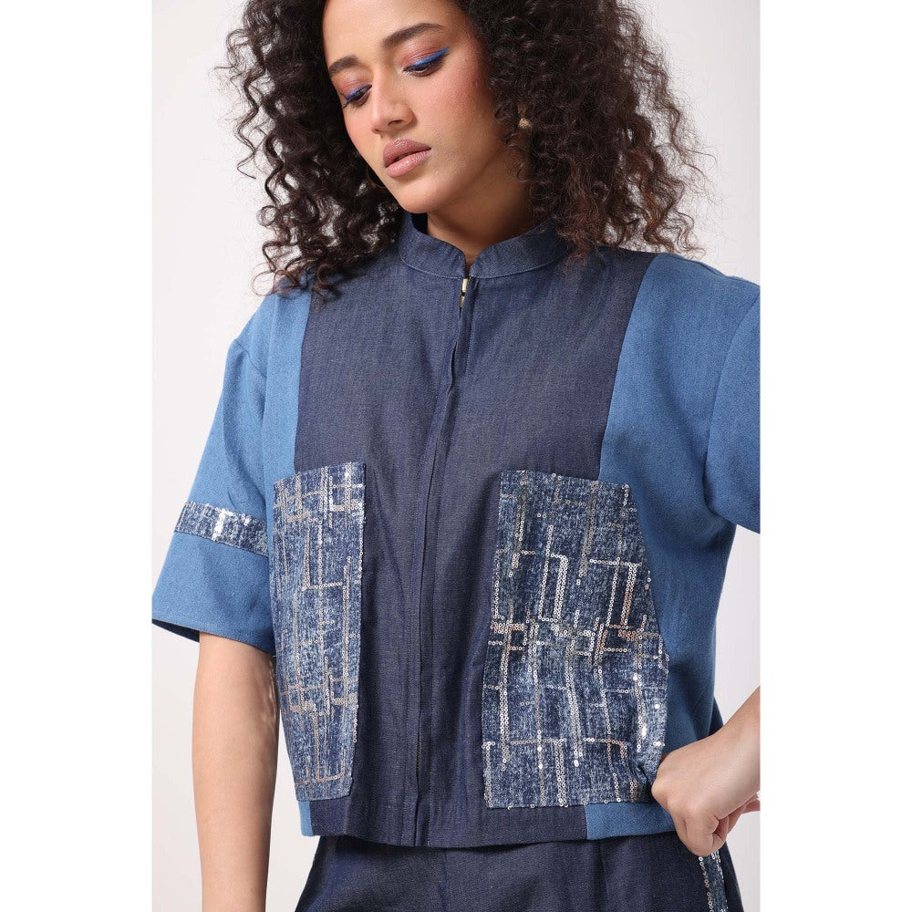 September Spring Micro - Sequence Pocket Patch Co-Ord Set - Blue