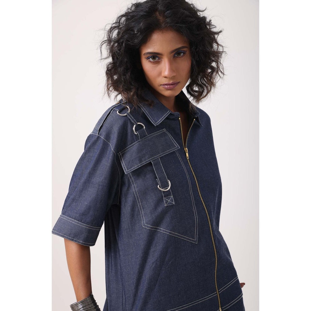 September Spring Dark Denim Anchor Co-Ord Set - Navy Blue
