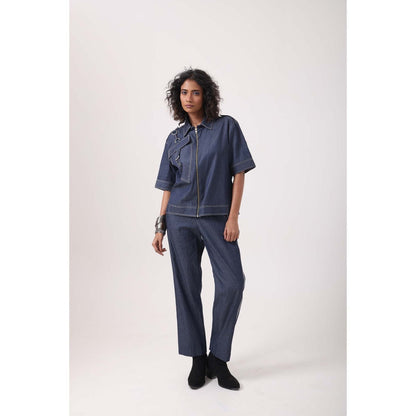 September Spring Dark Denim Anchor Co-Ord Set - Navy Blue