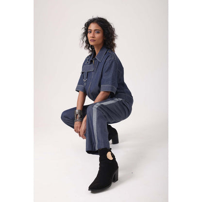 September Spring Dark Denim Anchor Co-Ord Set - Navy Blue
