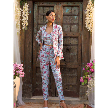Chhavvi Aggarwal Blue Pant Suit Set (Set of 3)