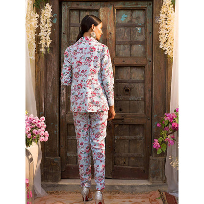 Chhavvi Aggarwal Blue Pant Suit Set (Set of 3)