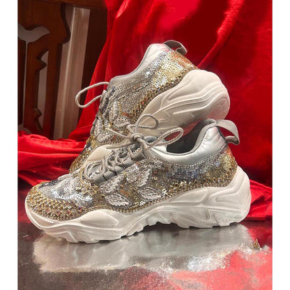 Chal Jooti Crystal Garden Silver Sneakers