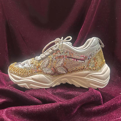 Chal Jooti Crystal Garden Silver Sneakers