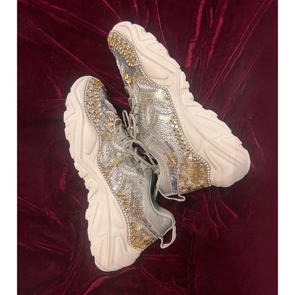 Chal Jooti Crystal Garden Silver Sneakers