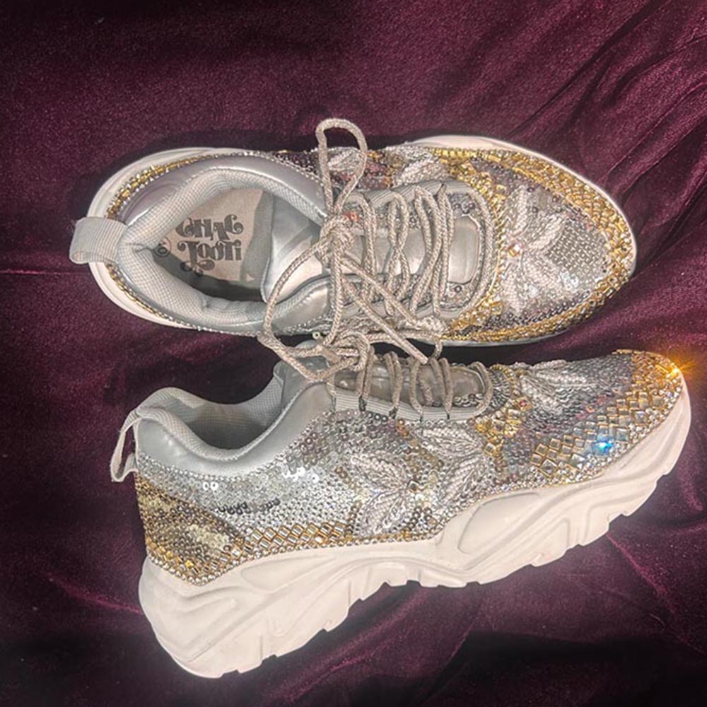 Chal Jooti Crystal Garden Silver Sneakers