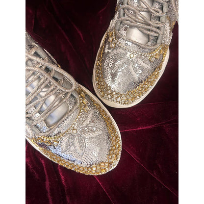Chal Jooti Crystal Garden Silver Sneakers