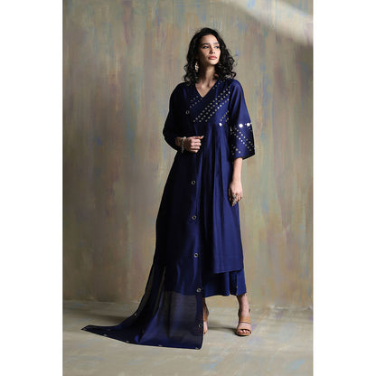 Charkhee Sapphire Blue Bell Sleeves Palazzo (Set of 3)