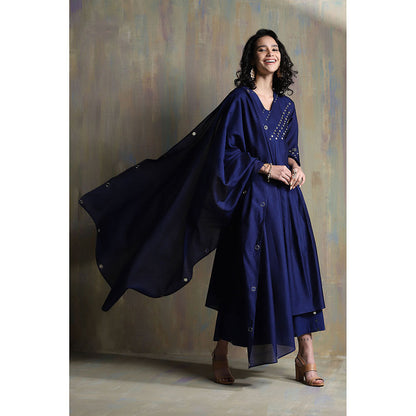 Charkhee Sapphire Blue Bell Sleeves Palazzo (Set of 3)