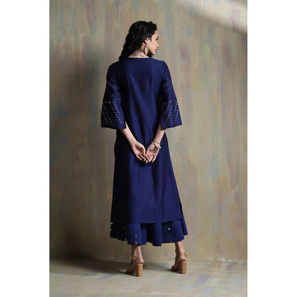 Charkhee Sapphire Blue Bell Sleeves Palazzo (Set of 3)