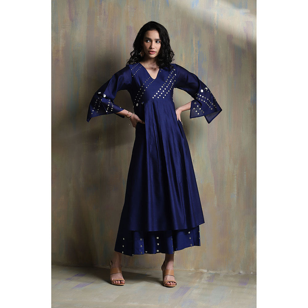Charkhee Sapphire Blue Bell Sleeves Palazzo (Set of 3)