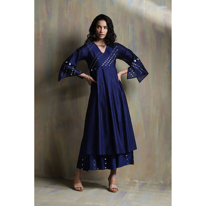 Charkhee Sapphire Blue Bell Sleeves Palazzo (Set of 3)