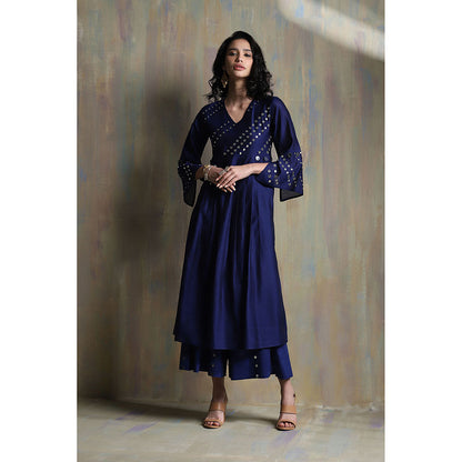 Charkhee Sapphire Blue Bell Sleeves Palazzo (Set of 3)