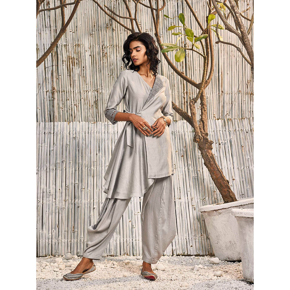 charkhee Grey Wrap Co-Ord (Set of 2)