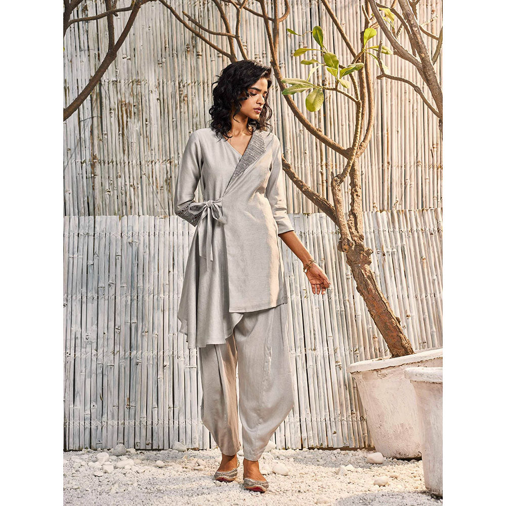 charkhee Grey Wrap Co-Ord (Set of 2)