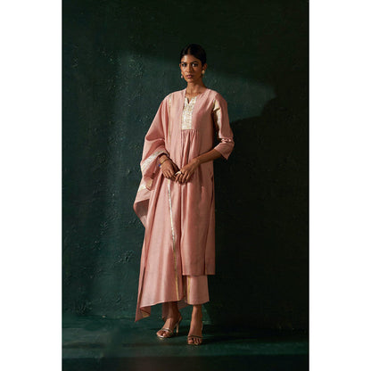 Charkhee Midas Old Rose Chander Kurta with Pant & Dupatta (Set of 3)