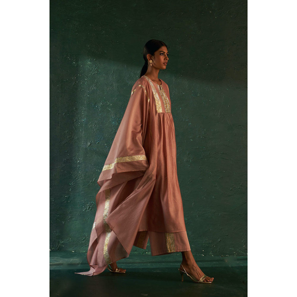 Charkhee Midas Old Rose Chander Kurta with Pant & Dupatta (Set of 3)