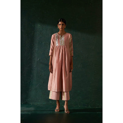 Charkhee Midas Old Rose Chander Kurta with Pant & Dupatta (Set of 3)