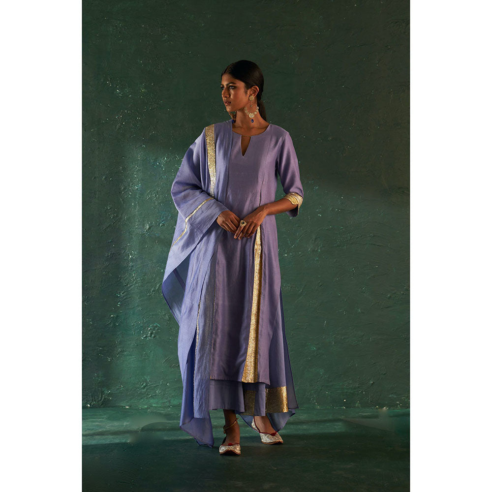 Charkhee Midas Lavender Chander Kurta with Pant & Dupatta (Set of 3)