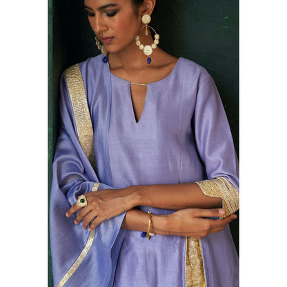 Charkhee Midas Lavender Chander Kurta with Pant & Dupatta (Set of 3)