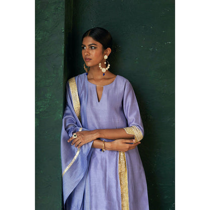 Charkhee Midas Lavender Chander Kurta with Pant & Dupatta (Set of 3)