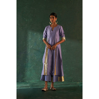 Charkhee Midas Lavender Chander Kurta with Pant & Dupatta (Set of 3)